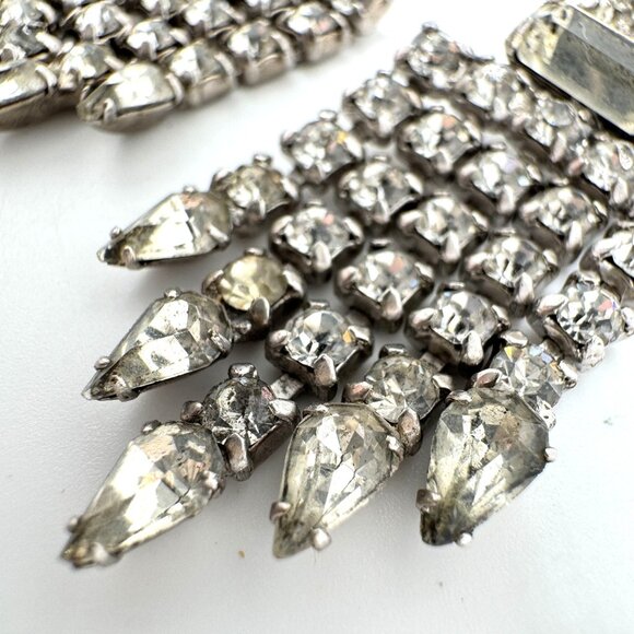 Eisenberg Chandelier Earrings Unsigned Rhinestone Cascading Screwback 2.5" Vtg - Picture 7 of 8